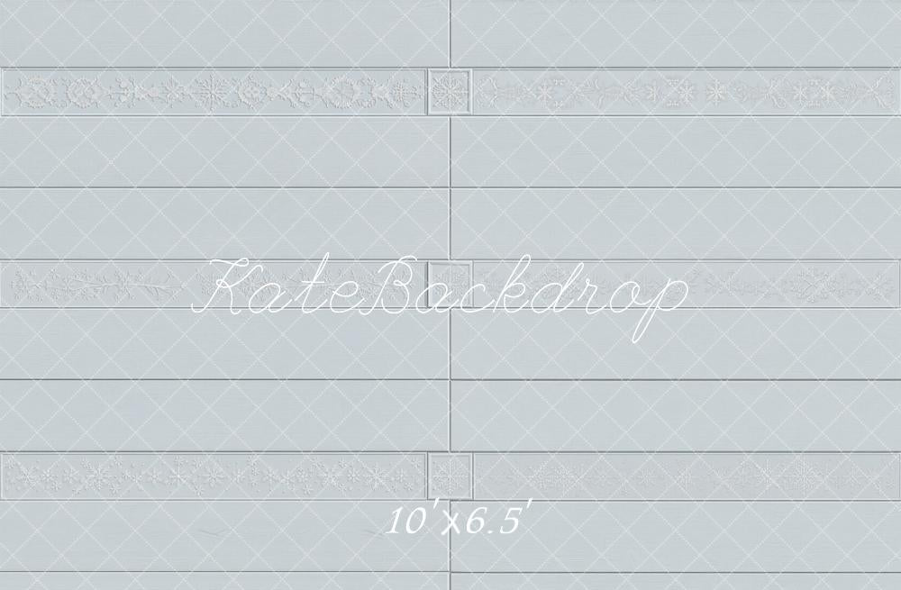 Kate Light Blue Ornate Panel Floor Printed Backdrop Designed by Emetselch