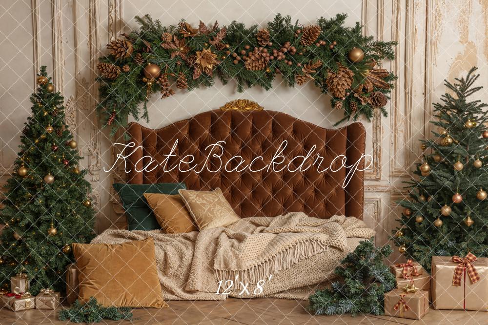 Kate Christmas Tree Headboard Upholstered Garland Backdrop Designed by Emetselch