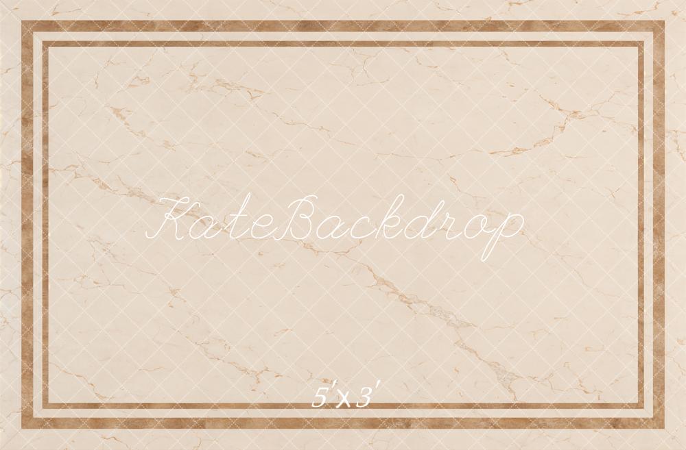 Kate Beige Marble Border Floor Printed Backdrop Designed by Emetselch