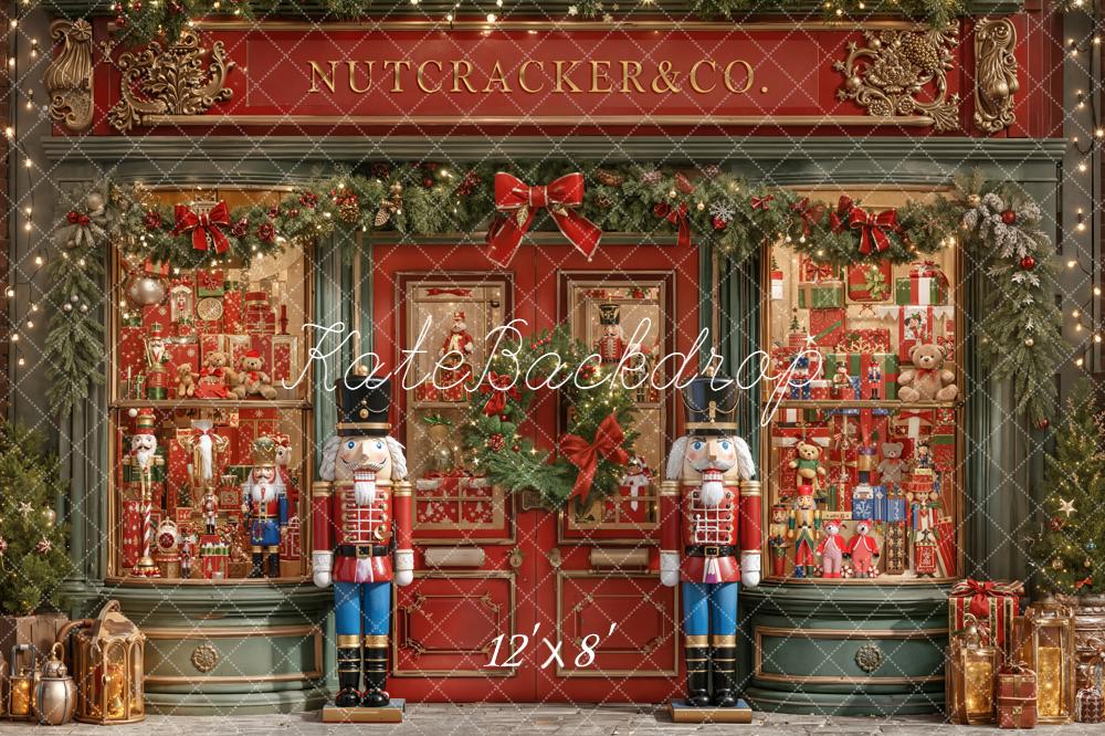 Kate Christmas Nutcracker Toy Store Red Doorway Backdrop Designed by Emetselch