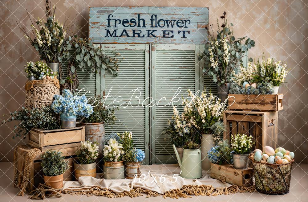 Kate Spring Fresh Flower Market Crates Pastel Easter Eggs Backdrop Designed by Emetselch