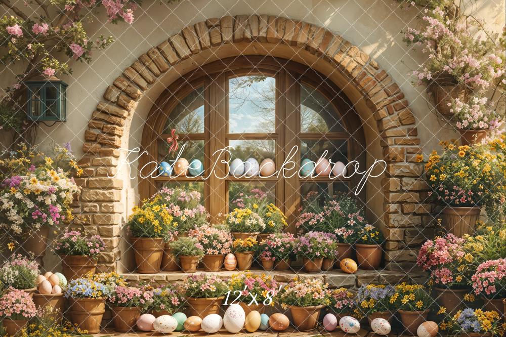 Kate Easter Eggs Outdoor Floral Arched Window Cottage Backdrop Designed by Emetselch