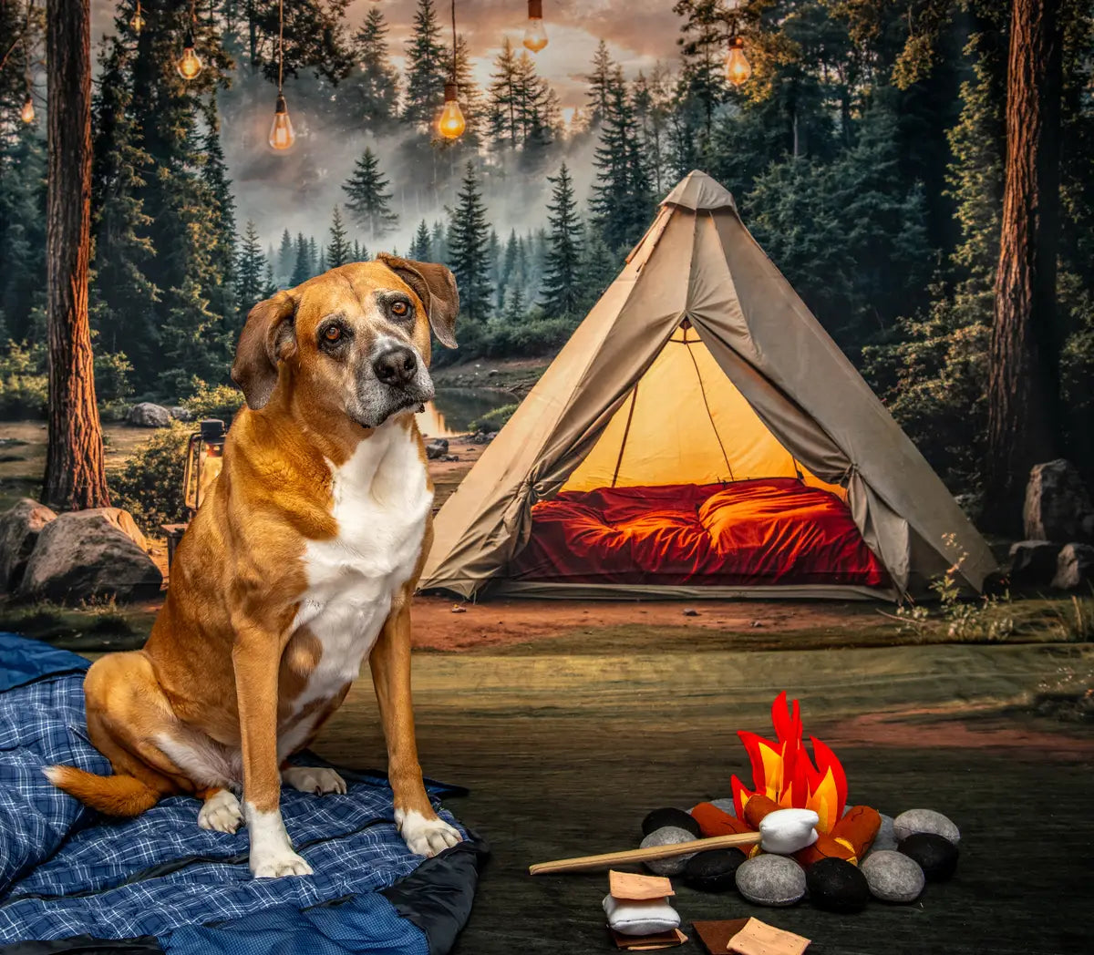 Kate Camping Forest Tent Lights Backdrop Designed by Emetselch