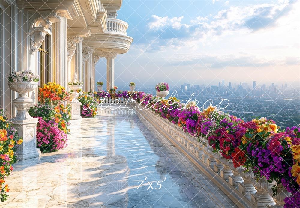 Kate Elegant Balcony Floral Backdrop Designed by Mini MakeBelieve