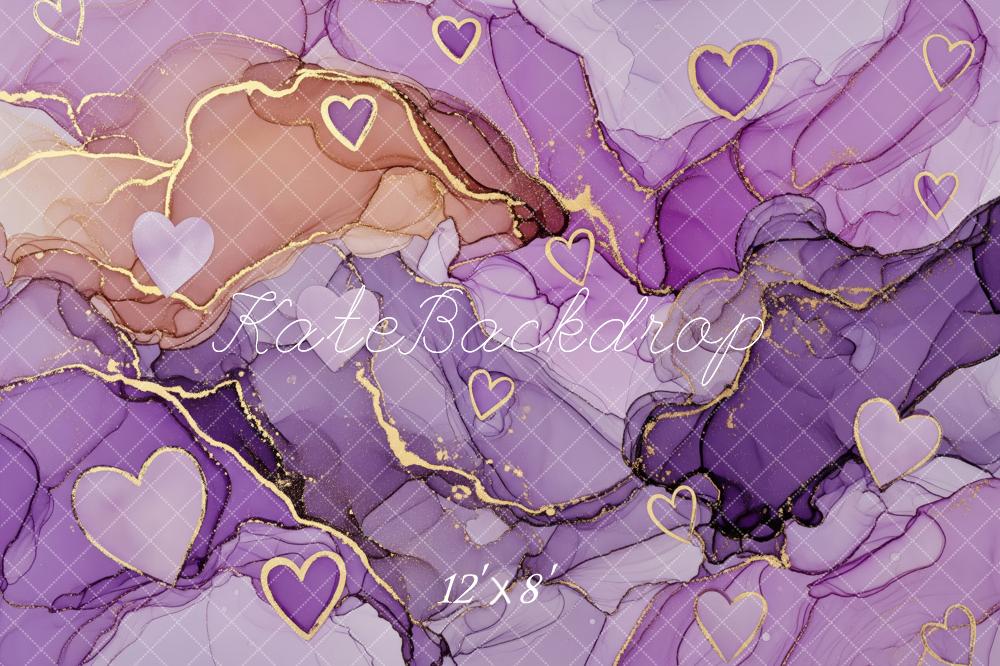 Kate Purple Gold Heart Abstract Texture Backdrop Designed by Patty Roberts