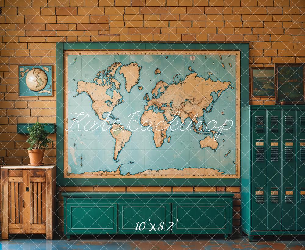 Fondo Escolar de Mapa Mundial Vintage de Graduación Designed by Emetselch