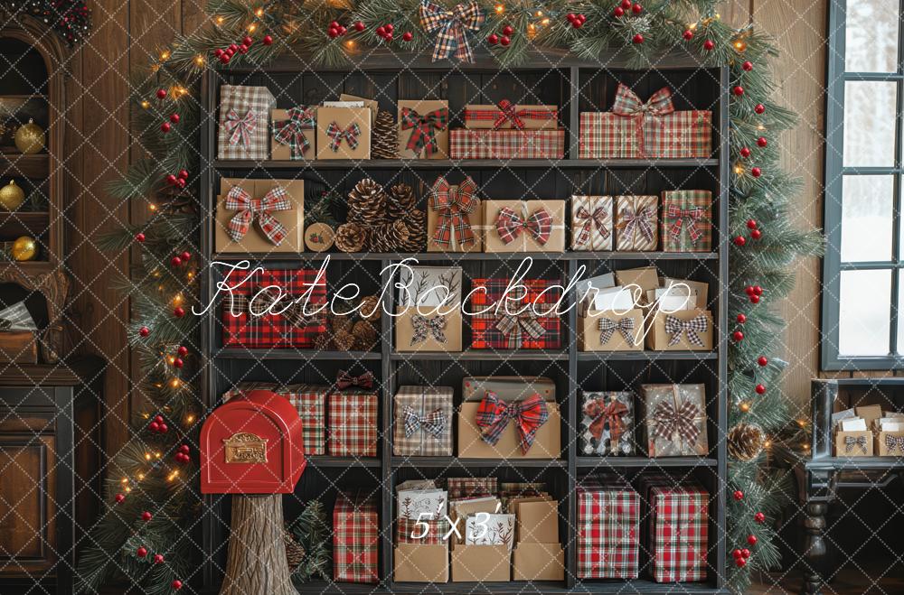Kate Christmas Mailroom Cabinet Gift Garland Mailbox Backdrop Designed by Mini MakeBelieve