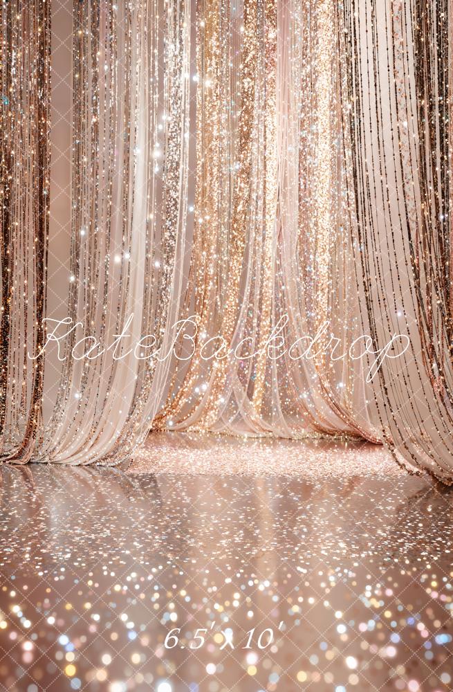 Kate Wedding Gold Glitter Curtain Bokeh Printed Backdrop Designed by Emetselch