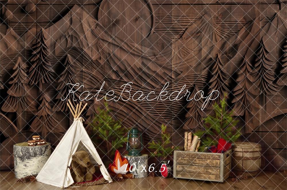 Kate Camping Forest Teepee Carved Wall Backdrop Designed by Mandy Ringe Photography