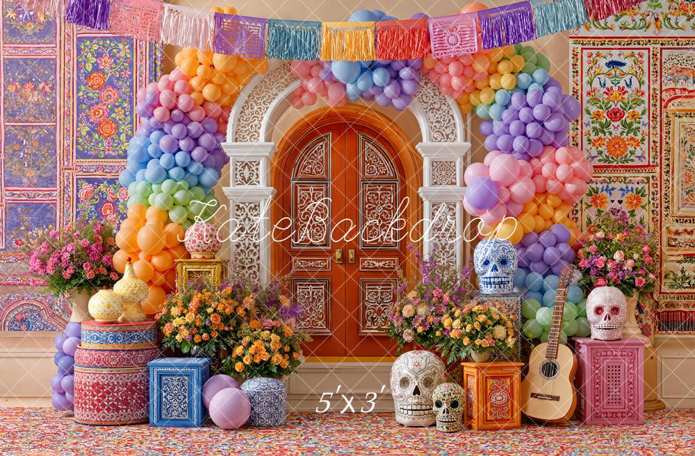 Kate Day Of The Dead Arch Door Balloons Skulls Flowers Backdrop Designed by Emetselch