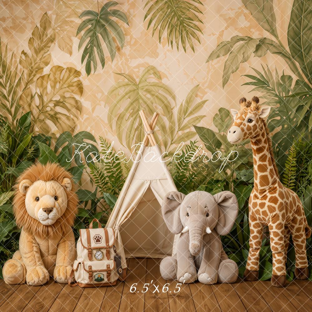 Kate Cake Smash Jungle Safari Teepee Lion Elephant Giraffe Printed Backdrop Designed by Emetselch