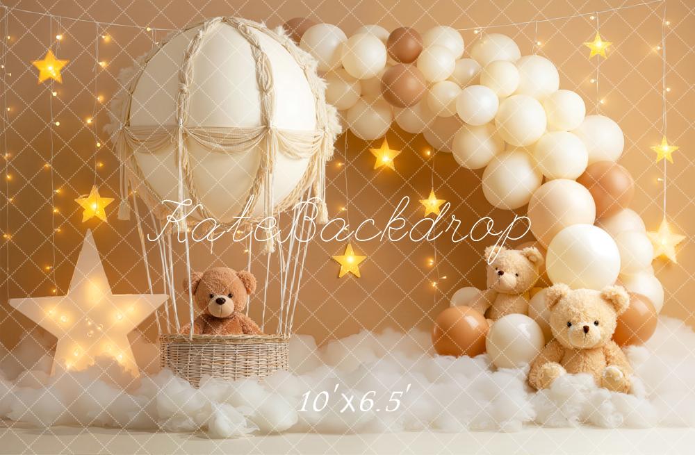 Kate Cake Smash Hot Air Balloon Teddy Bears Star Balloons Backdrop Designed by Emetselch