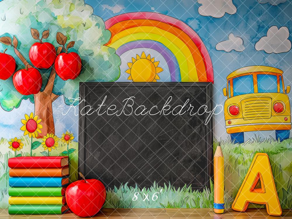 Kate Graduation School Blackboard Rainbow Apples Backdrop Designed by Mini MakeBelieve