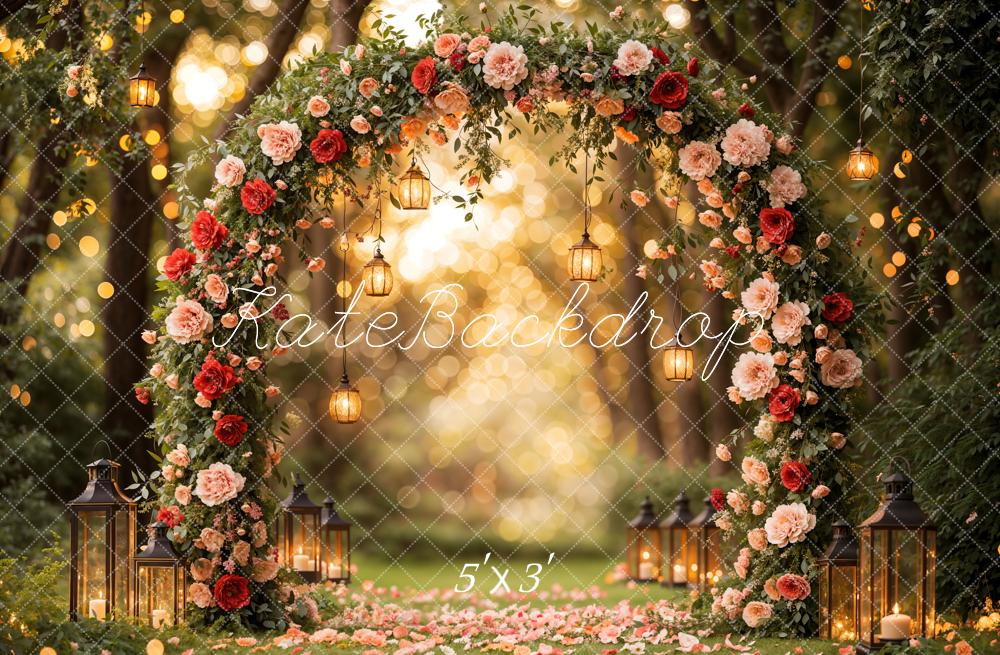 Kate Valentine Lantern Flower Arch Printed Backdrop Designed by Emetselch