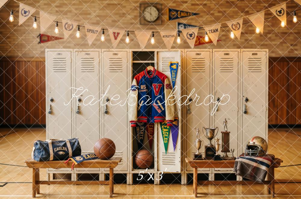 Kate Back To School Varsity Sports Locker Room Printed Backdrop Designed by Patty Roberts