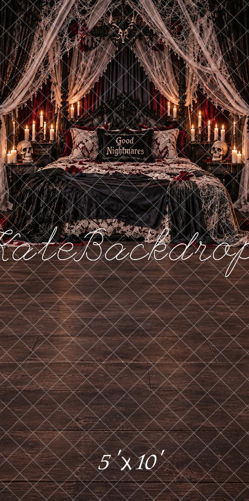 Kate Sweep Halloween Gothic Skull Canopy Bed Printed Backdrop Designed by Vertigo Productions
