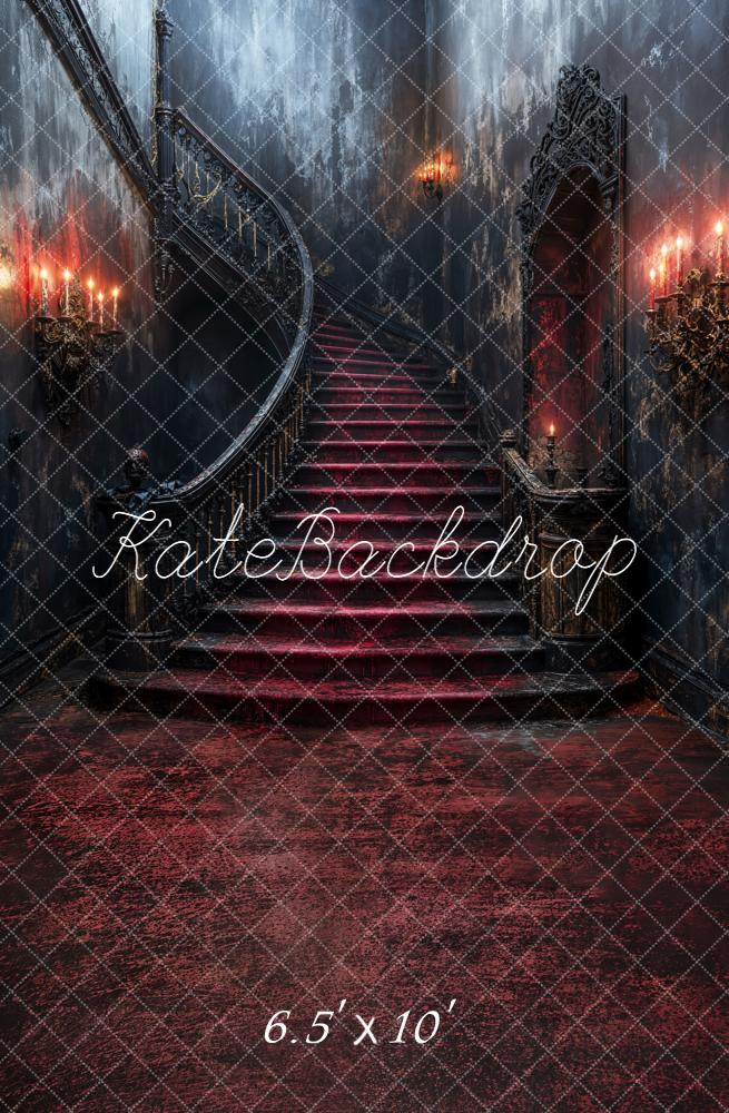 Kate Halloween Gothic Cascading Stairs Red Carpet Backdrop Designed by Emetselch