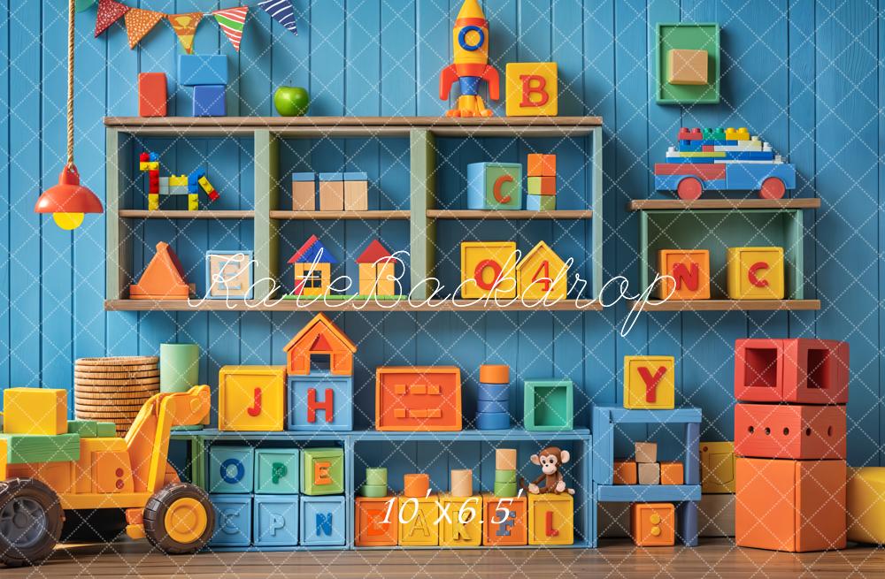 Fondo de Estante de Bloques de Juguetes Coloridos para Niños Cake Smash Diseñado por Emetselch