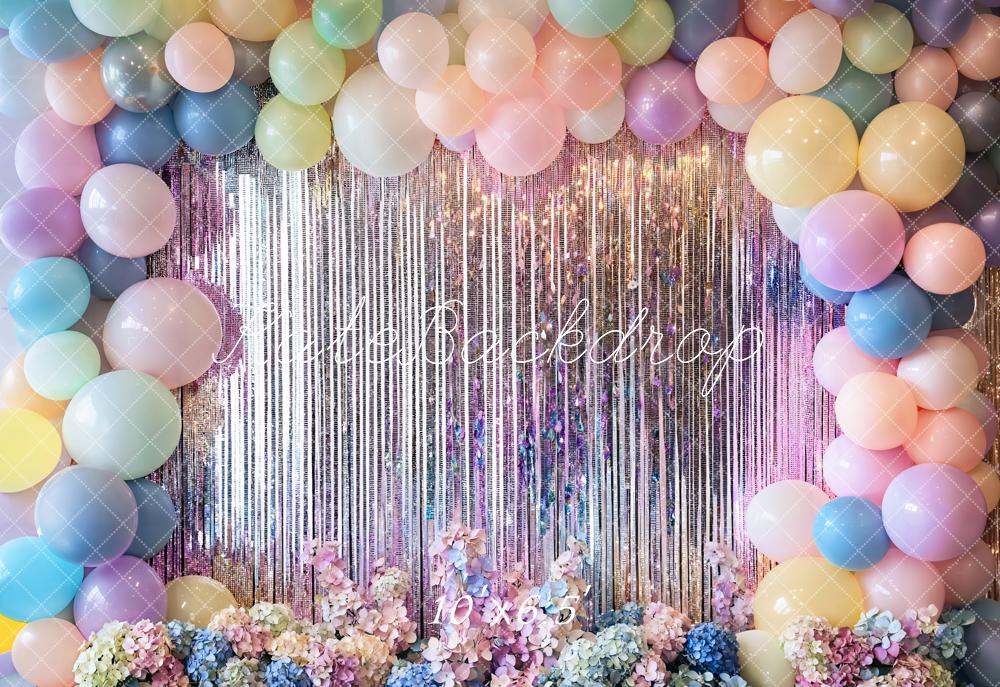 Arco di palloncini pastello per compleanno sfondo luccicante Designed by Emetselch