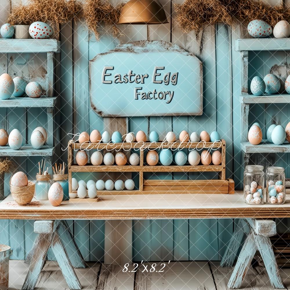 Kate Easter Egg Factory Rustic Blue Backdrop Designed by Patty Roberts