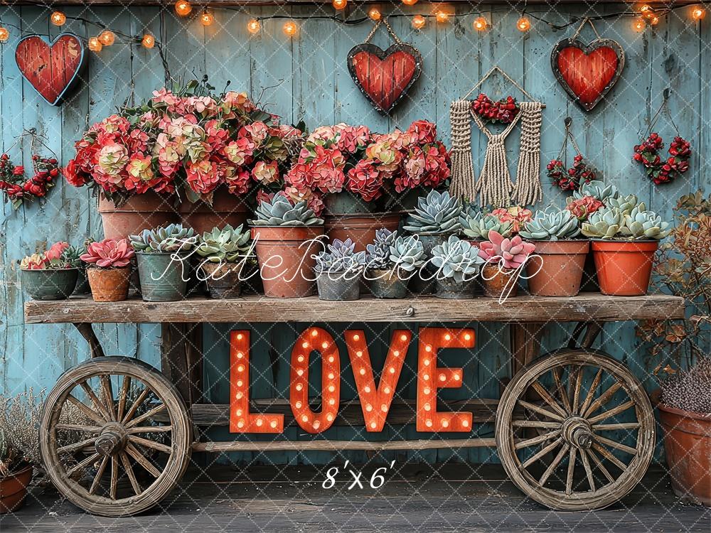 Kate Valentine Love Succulent Floral Cart Backdrop Designed by Laura Bybee