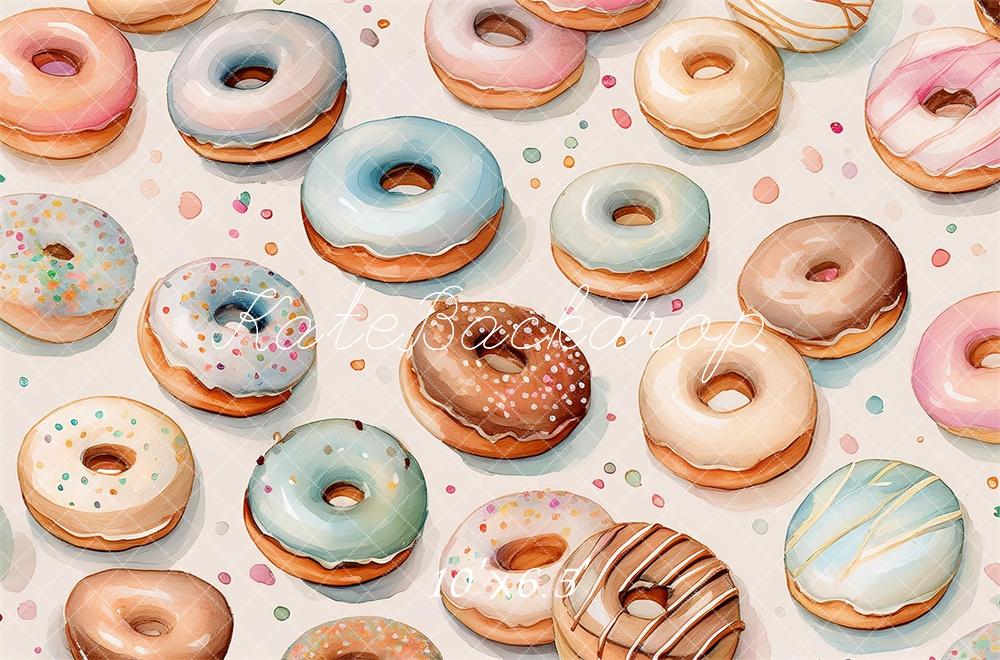 Kate Watercolor Donuts Backdrop Designed by Mandy Ringe Photography