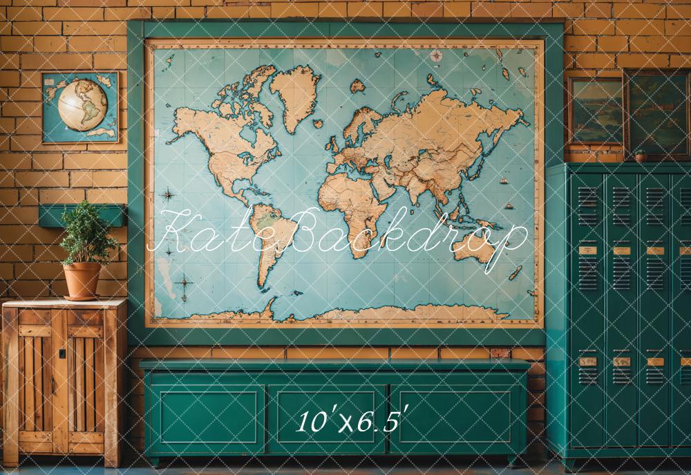 Fondo Escolar de Mapa Mundial Vintage de Graduación Designed by Emetselch