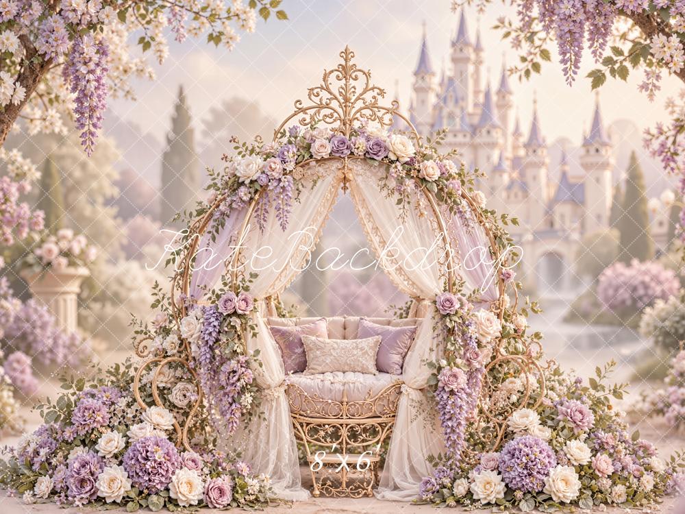 Kate Fairytale Princess Floral Carriage Lace Castle Loveseat Printed Backdrop Designed by Emetselch