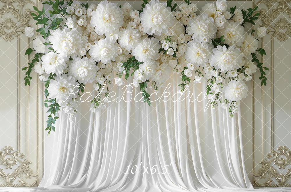 Kate Spring Flower Arch White Floral Drapes Backdrop Designed by Mini MakeBelieve