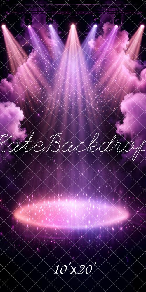 Kate Purple Spotlight Glitter Stage Printed Backdrop Designed by Chain Photography