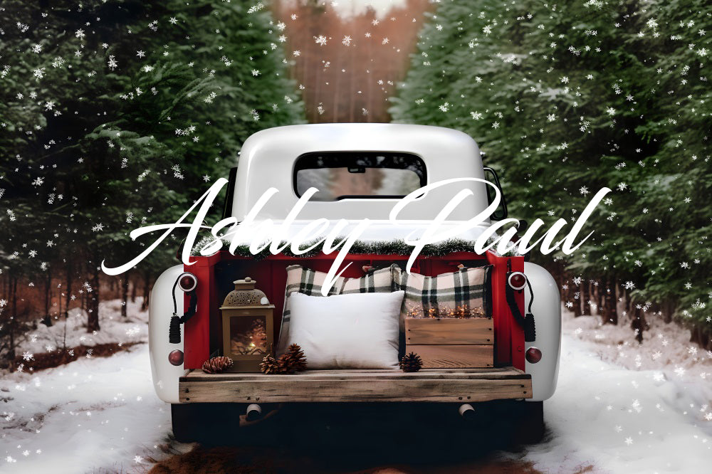 Kate Christmas Truck Snowy Forest Backdrop Designed by Ashley Paul