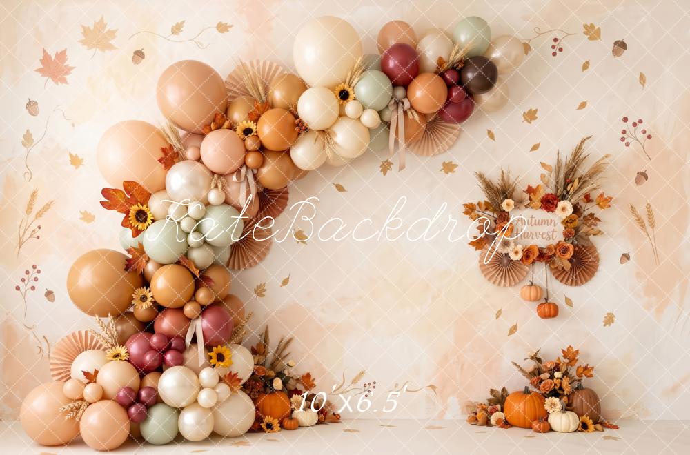 Kate Fall Birthday Floral Balloon Arch Garland Pumpkin Printed Backdrop Designed by Patty Roberts