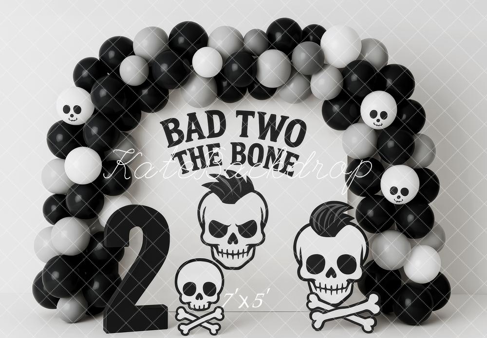 Kate Cake Smash Rock Skull Balloon Arch Backdrop Designed by Patty Roberts