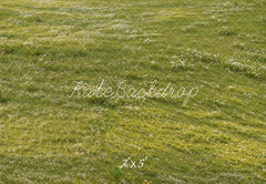 Kate Spring Green Meadow White Flowers Floor Printed Backdrop Designed by Kate Image
