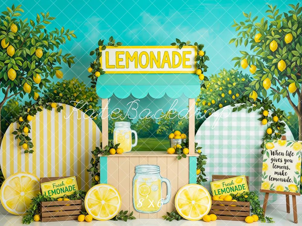 Kate Summer Lemonade Stand Tree Picnic Printed Backdrop Designed by Patty Roberts