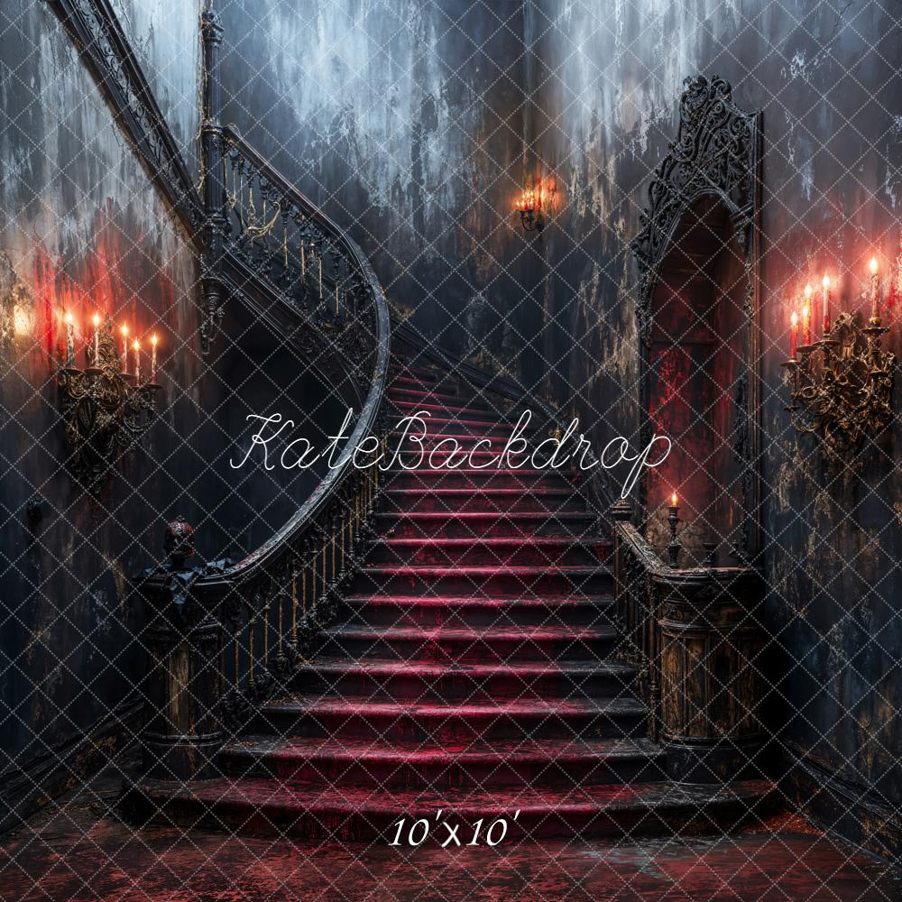 Kate Halloween Gothic Cascading Stairs Red Carpet Backdrop Designed by Emetselch