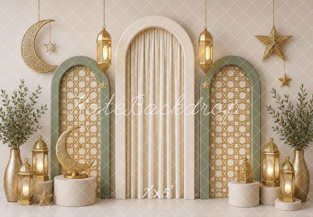 Kate Ramadan Crescent Moon Islamic Muslim Arch Lanterns Printed Backdrop Designed by Ashley Ward