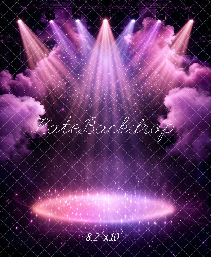 Kate Purple Spotlight Glitter Stage Printed Backdrop Designed by Chain Photography