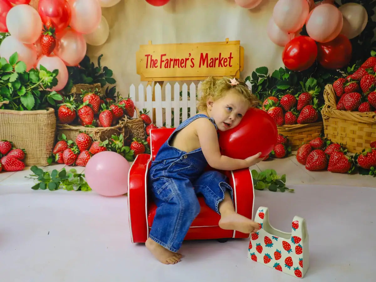 Verjaardag Boerderij Markt Aardbei Ballon Foto Achtergrond Designed by Emetselch