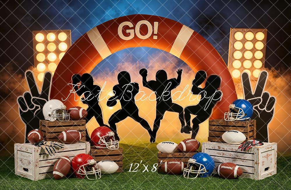 Kate Sports Football Stadium Arch Crates Helmets Silhouettes Backdrop Designed by Emetselch