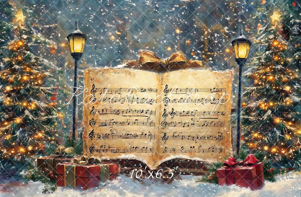 Kate Christmas Tree Sheet Music Snow Backdrop Designed by GQ
