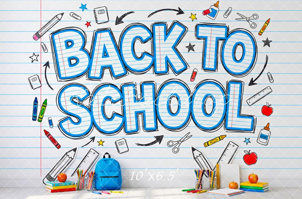 Kate Back To School Notebook Paper School Supplies Printed Backdrop Designed by Patty Roberts