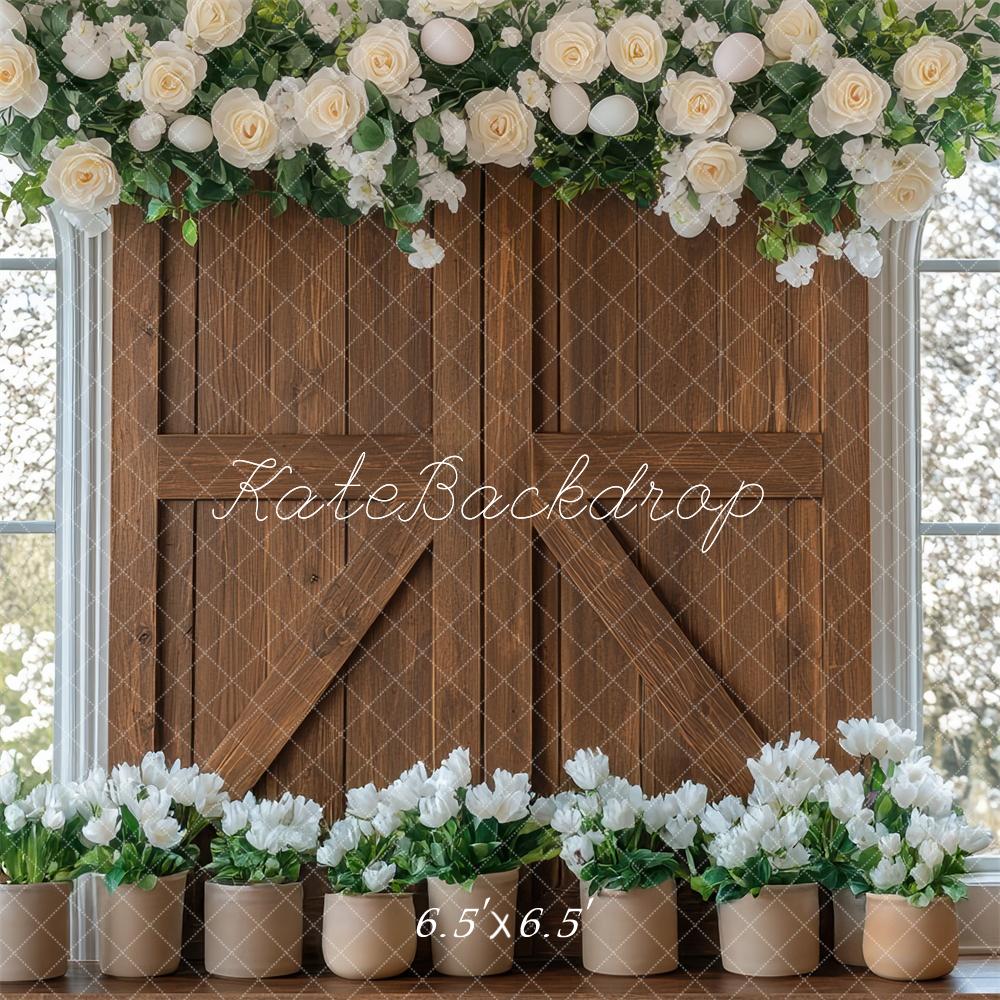 Easter Bunny Floral Barn Door Foto Achtergrond Designed by Mini MakeBelieve