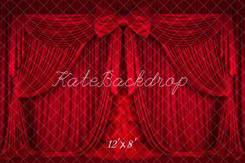 Kate Red Curtain Bow Stage Backdrop Designed by Patty Roberts