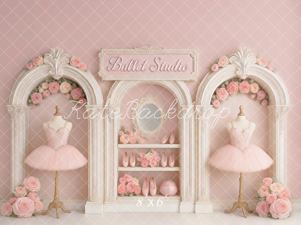 Kate Birthday Ballet Studio Pink Dress Printed Backdrop Designed by Ashley Paul