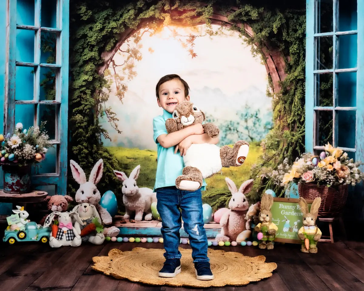 Kate Easter Bunny Hole View Alice in Wonderland Style Backdrop for Storybook-themed Photoshoots