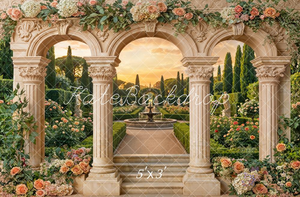 Kate Floral Arch Columns Garden Fountain Backdrop Designed by Emetselch