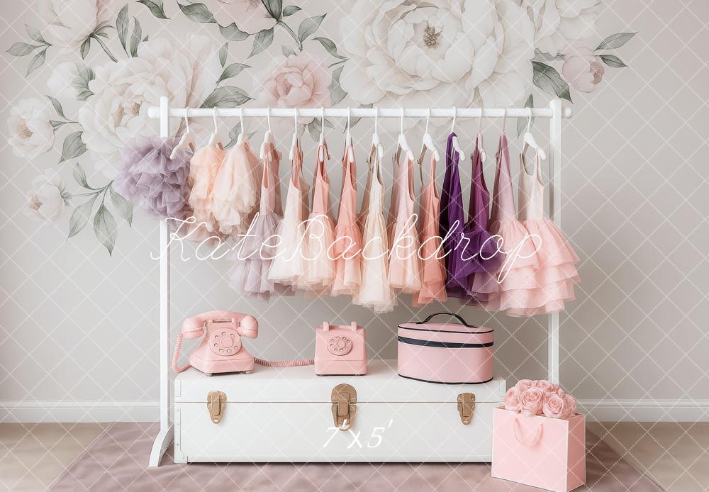 Kate Birthday Floral Pastel Dress Rack Backdrop Designed by Patty Roberts