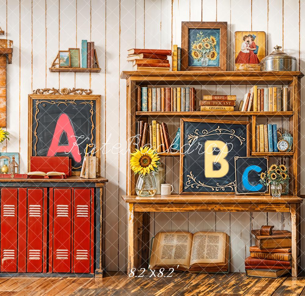 Kate Back to School Bookshelf Blackboard Backdrop Designed by Emetselch