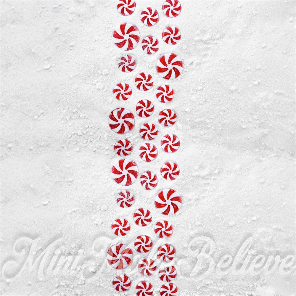 Fondo de Piso Blanco Nevado de Caramelos de Menta Roja diseñado por Mini MakeBelieve